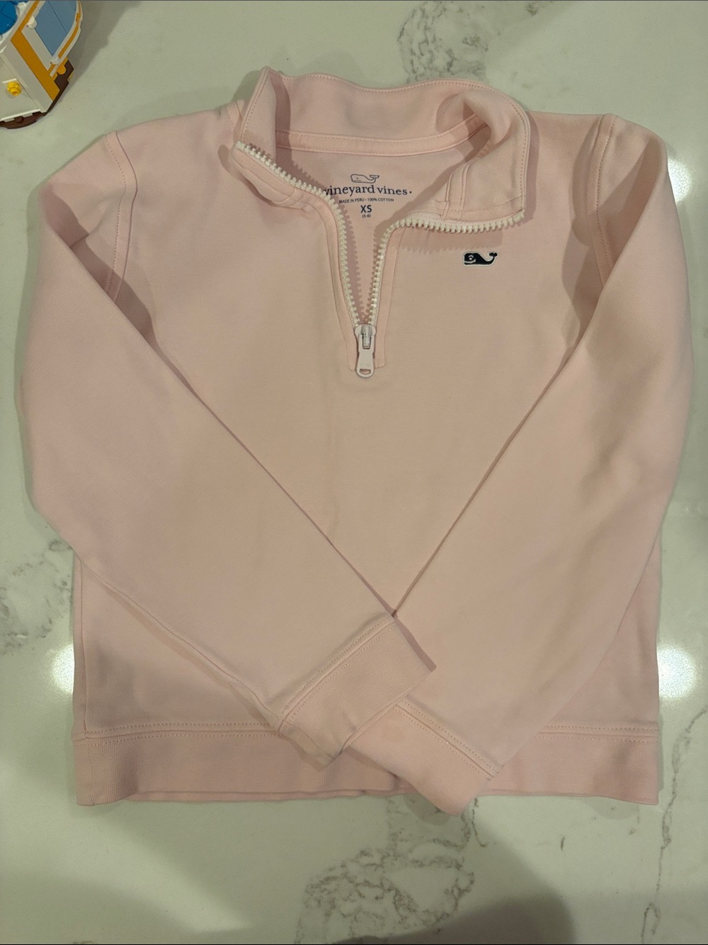 Vineyard Vines Girls' Light Pink 1/4 Zip Pullover